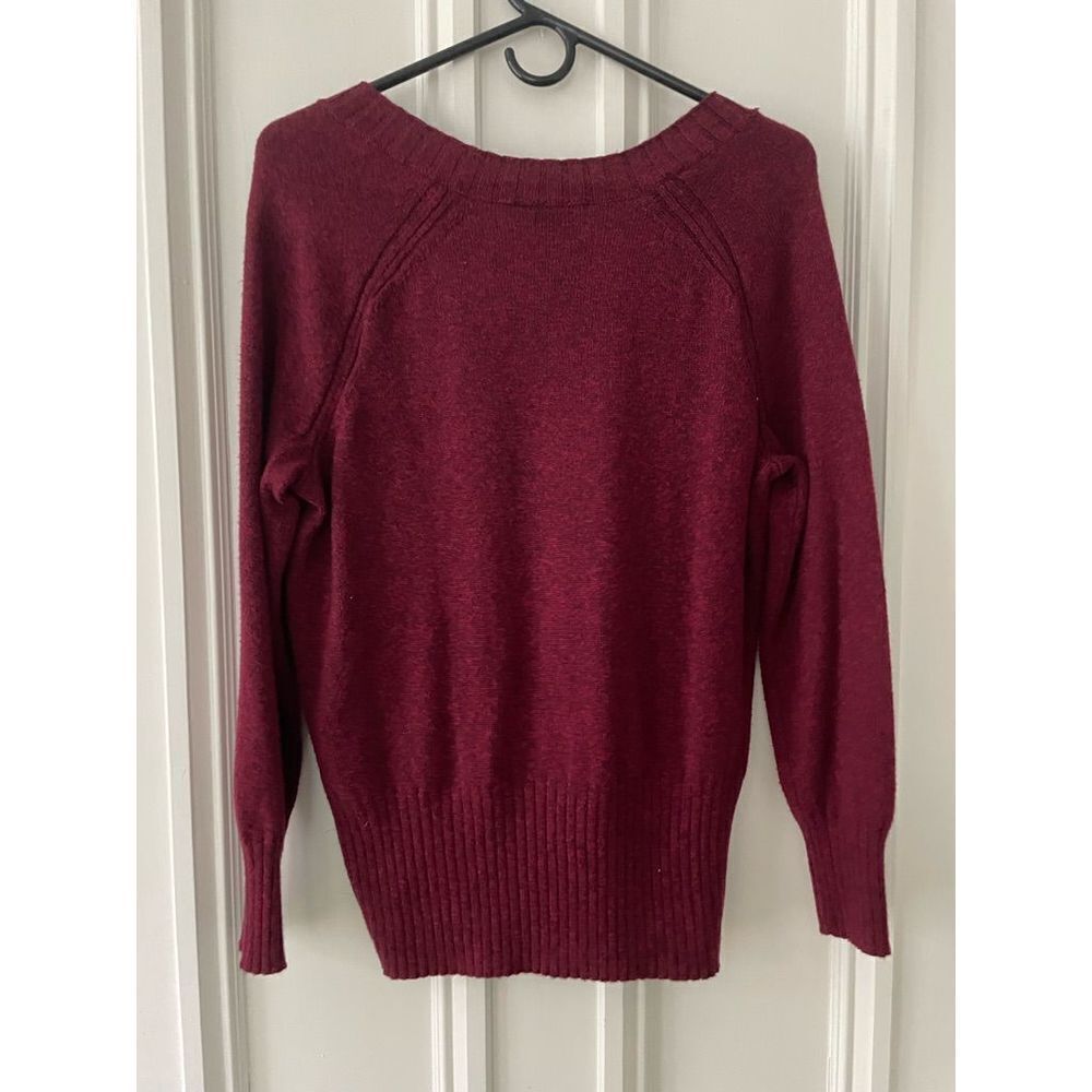 Old Navy maroon and black heather v-neck sweater S - Picture 3 of 4